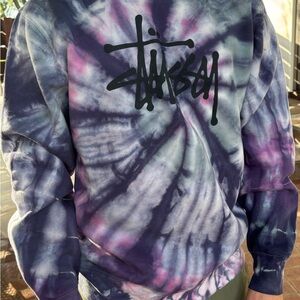 Stussy Purple Multi Tie-Dye Crewneck Sweatshirt